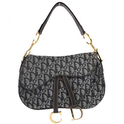 Christian Dior Navy Trotter Double Saddle Handbag