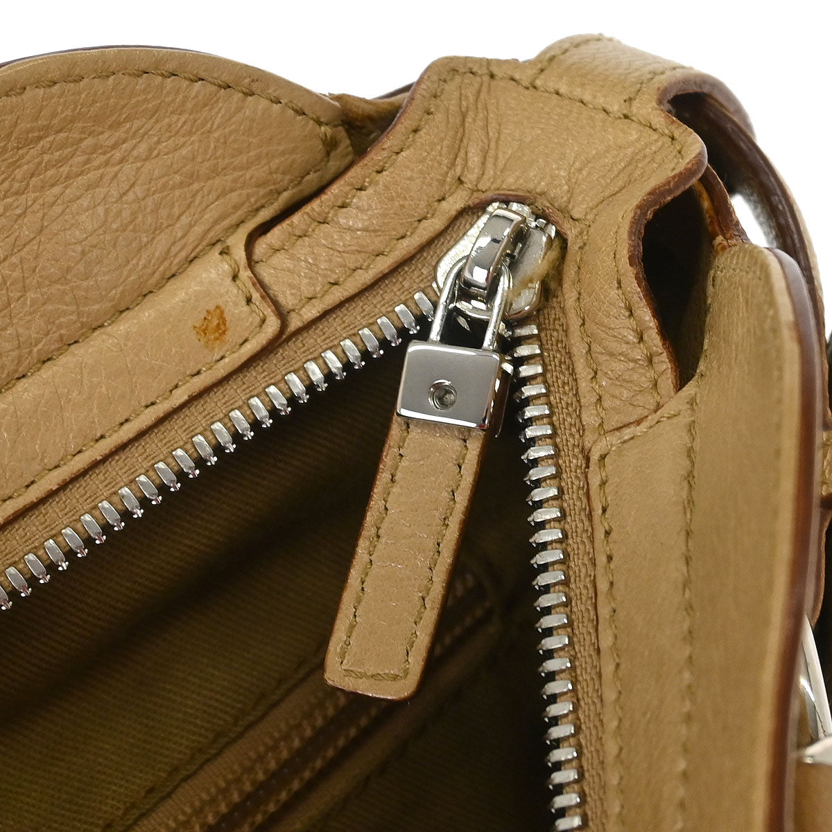 Salvatore Ferragamo Beige Leather Gancini Handbag