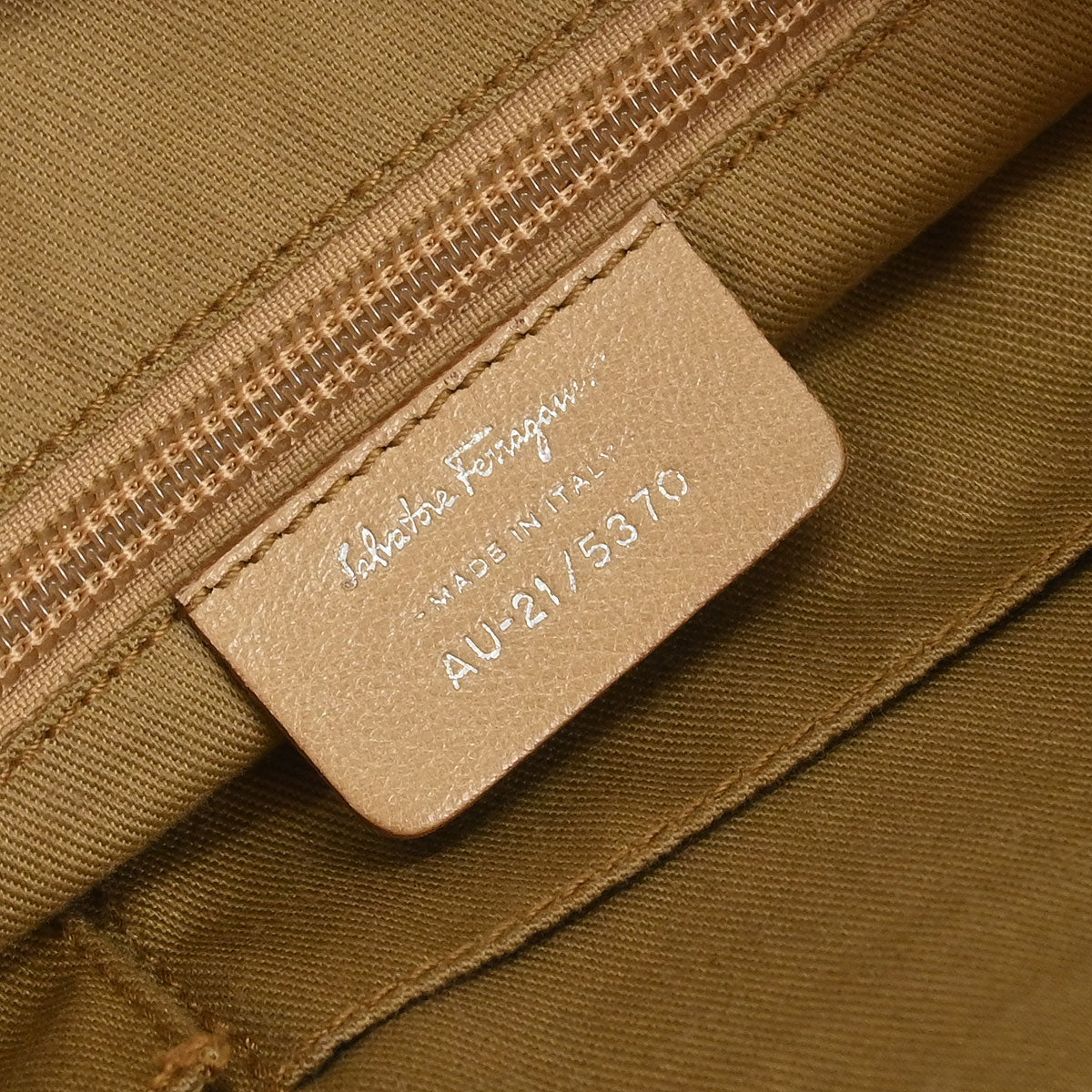 Salvatore Ferragamo Beige Leather Gancini Handbag