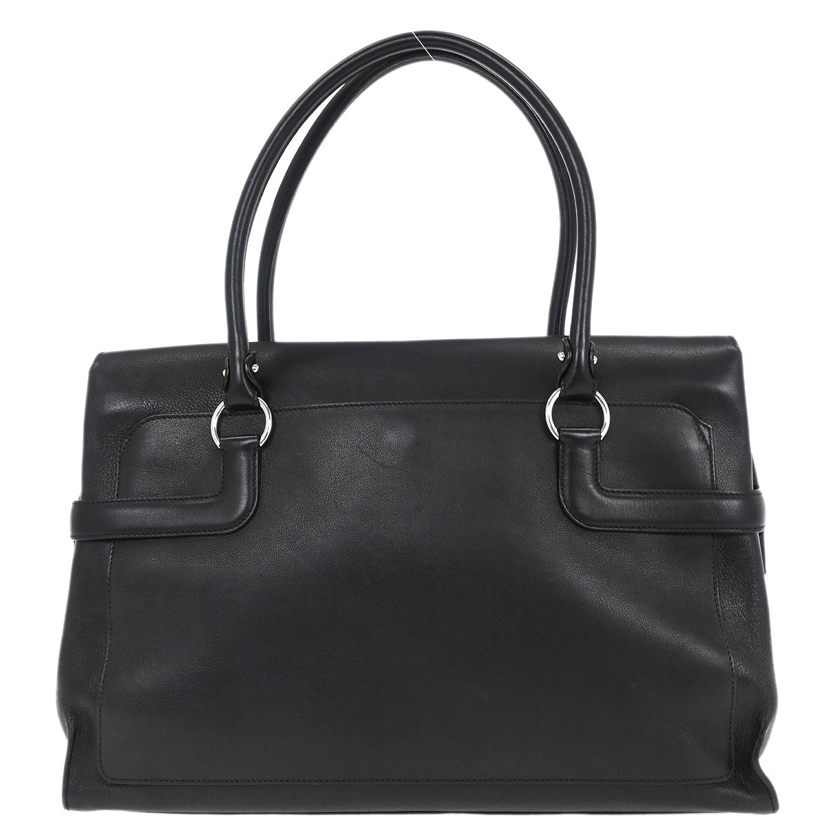 Salvatore Ferragamo Black Leather Gancini Handbag