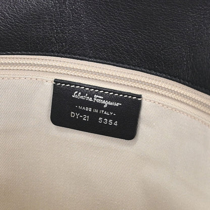 Salvatore Ferragamo Black Leather Gancini Handbag