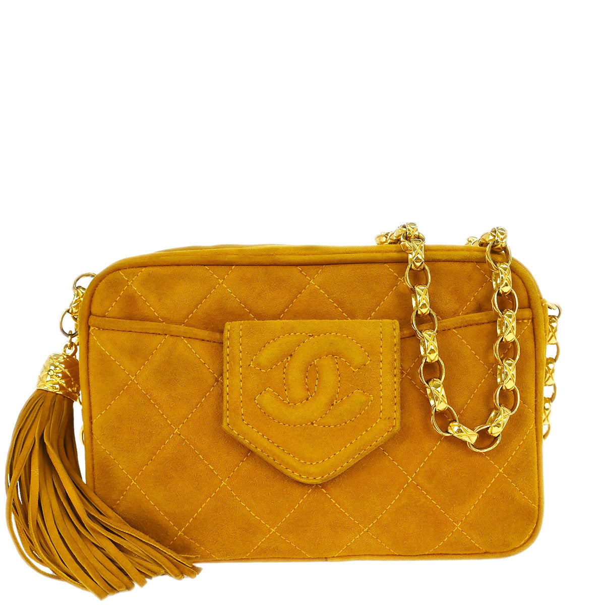 Chanel Yellow Suede Camera Bag Mini