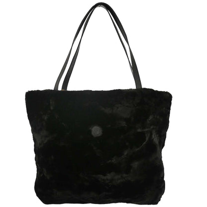 Fendi * Black Fur Nylon Zucca Tote Handbag