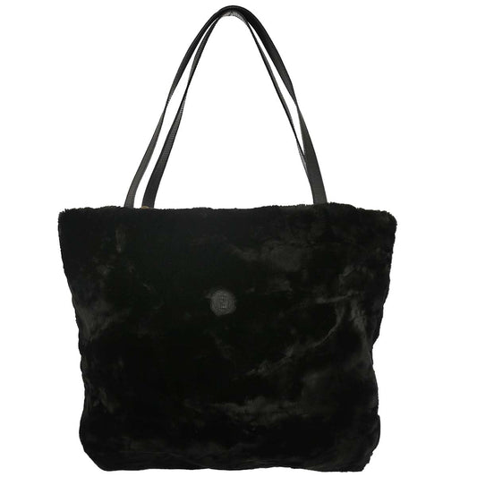 Fendi * Black Fur Nylon Zucca Tote Handbag