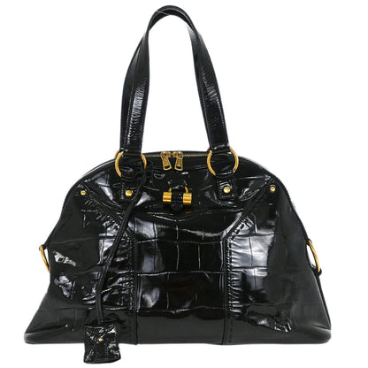 Yves Saint Laurent Black Leather Rive Gauche Muse Handbag