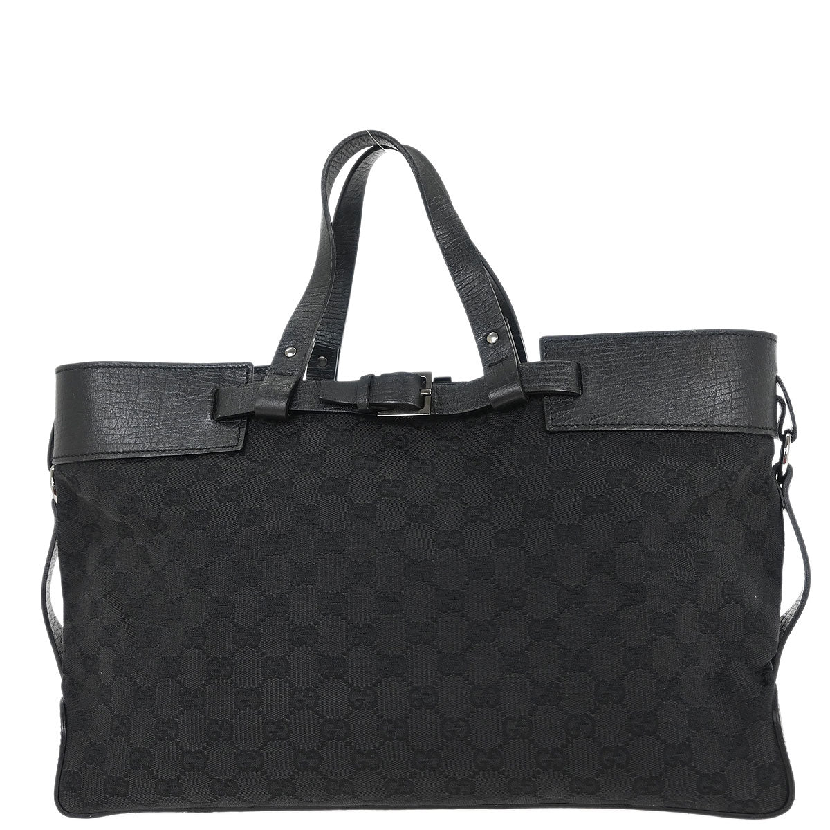 Gucci Black Canvas GG Tote Handbag