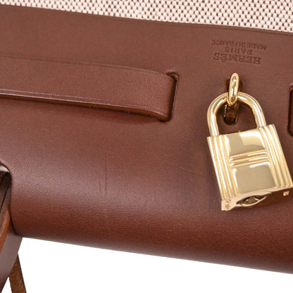 Hermes Beige Brown Toile H Officier Herbag PM 2 in 1 Handbag