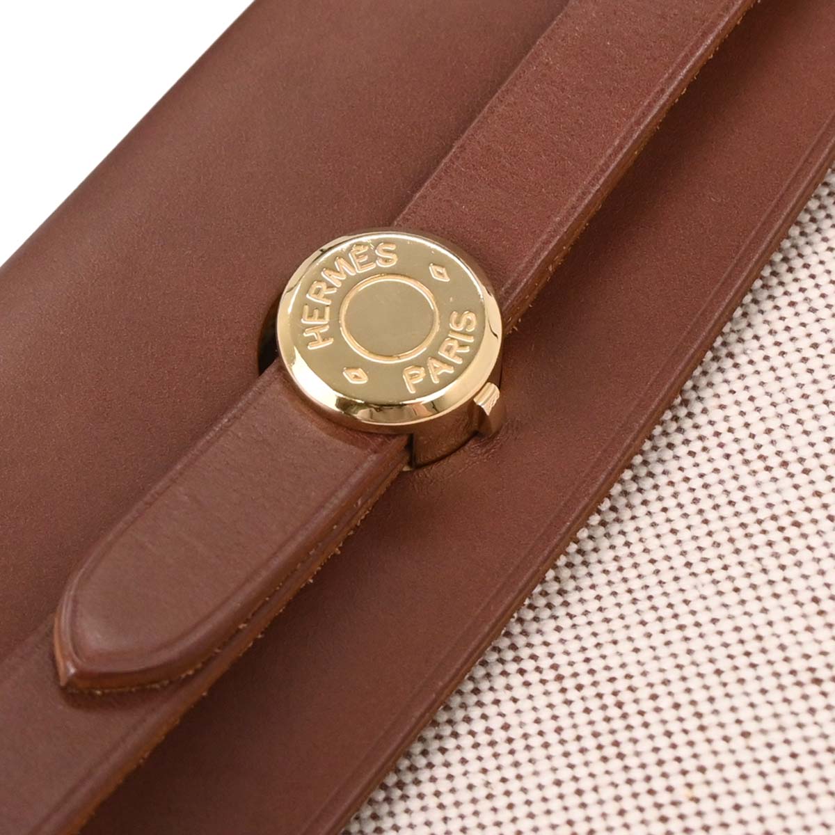 Hermes Beige Brown Toile H Officier Herbag PM 2 in 1 Handbag