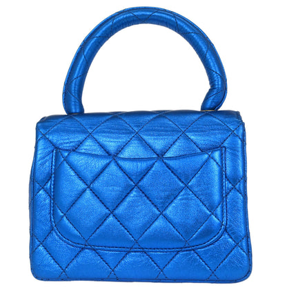 Chanel Metallic Blue Lambskin Mini Square Handbag
