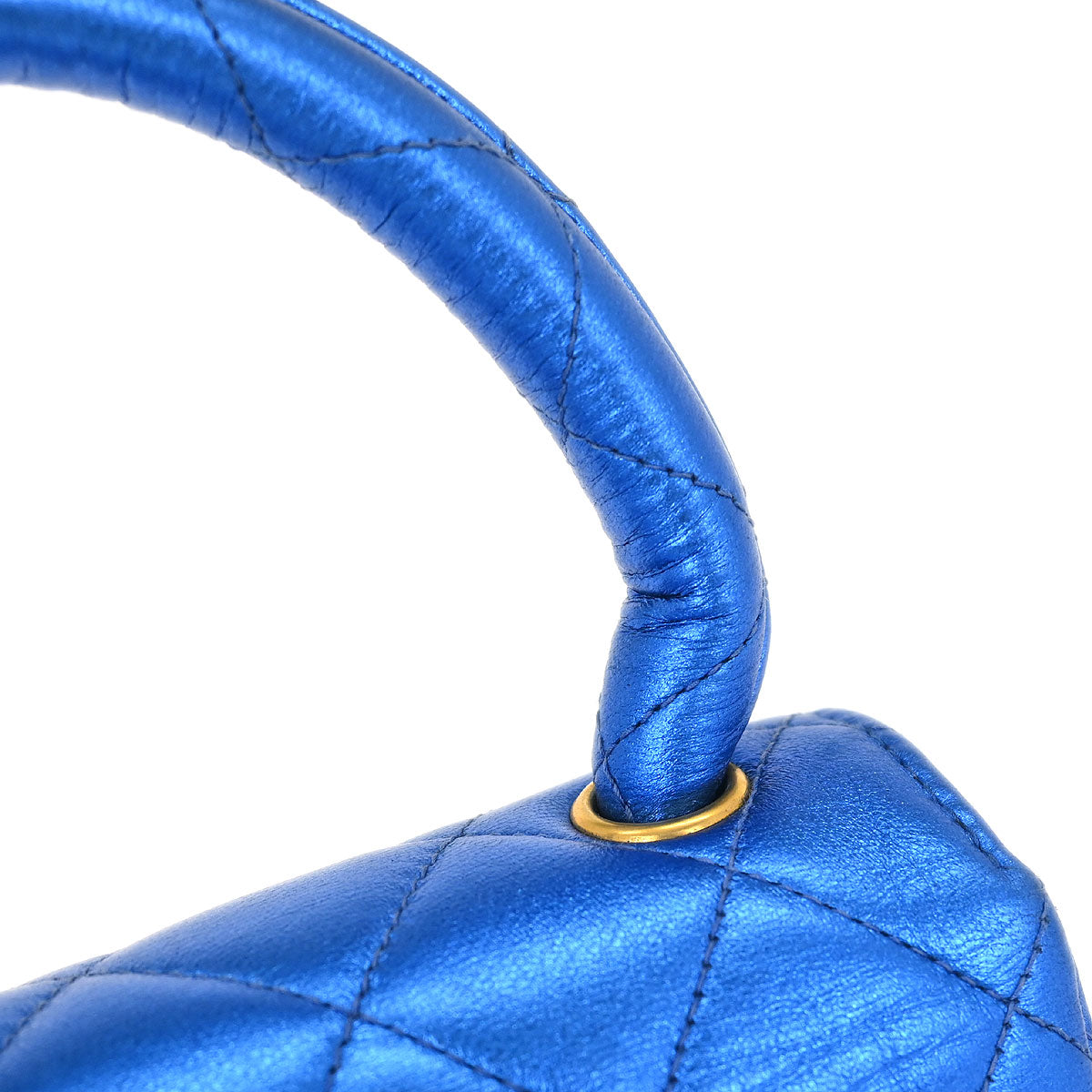 Chanel Metallic Blue Lambskin Mini Square Handbag