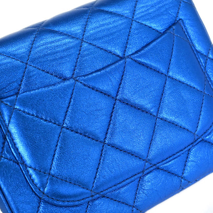 Chanel Metallic Blue Lambskin Mini Square Handbag