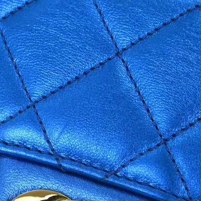 Chanel Metallic Blue Lambskin Mini Square Handbag