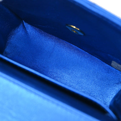 Chanel Metallic Blue Lambskin Mini Square Handbag