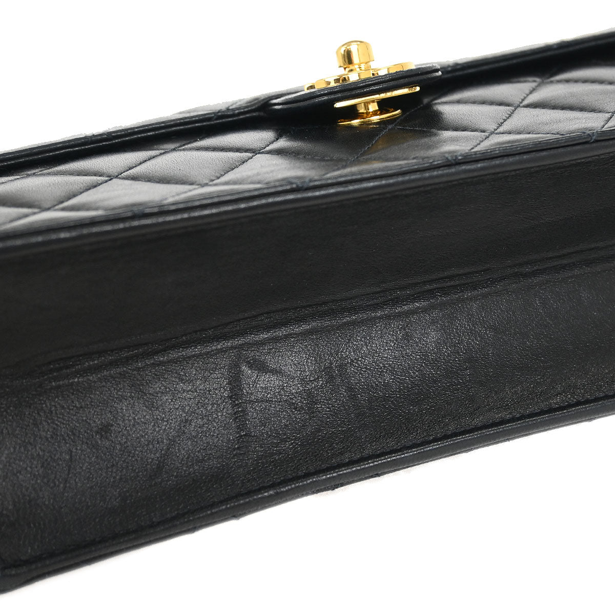 Chanel Black Lambskin Turnlock Medium Half Flap Shoulder Bag