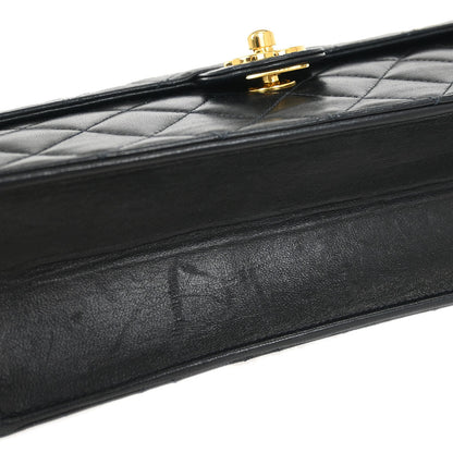 Chanel Black Lambskin Turnlock Medium Half Flap Shoulder Bag