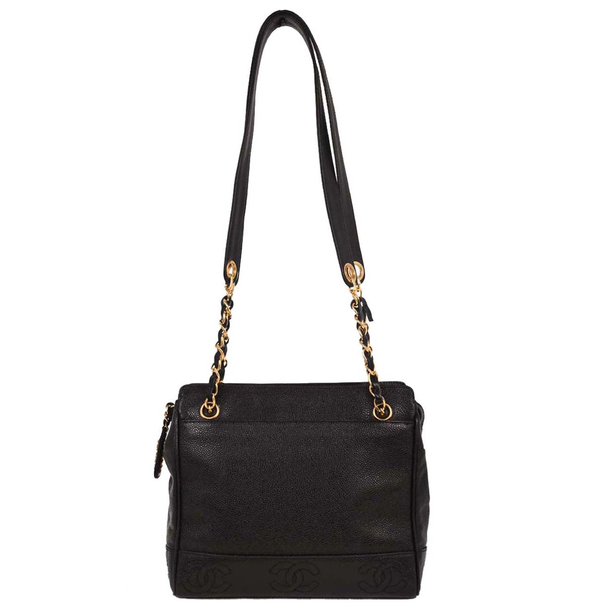 Chanel Black Caviar Triple CC Shoulder Tote Bag
