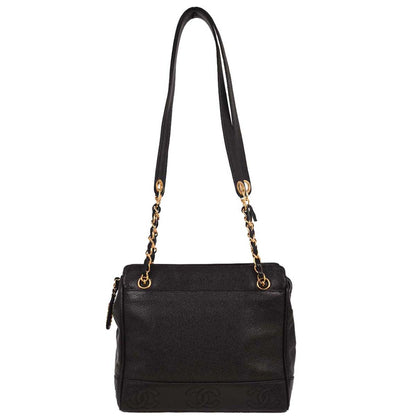 Chanel Black Caviar Triple CC Shoulder Tote Bag