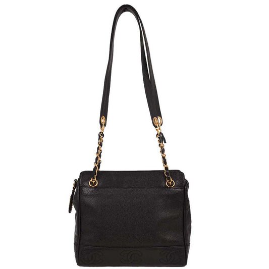 Chanel Black Caviar Triple CC Shoulder Tote Bag
