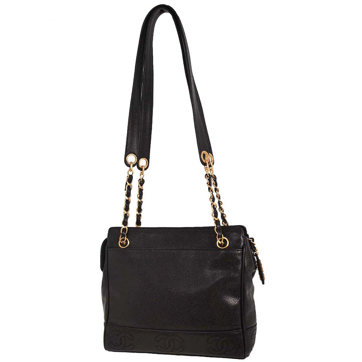 Chanel Black Caviar Triple CC Shoulder Tote Bag