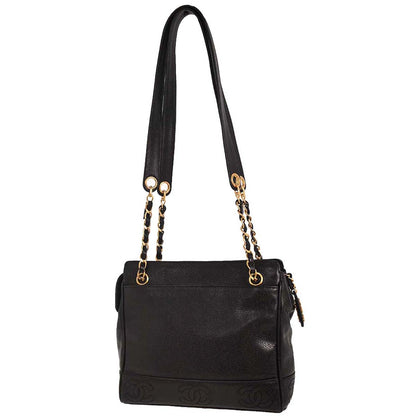 Chanel Black Caviar Triple CC Shoulder Tote Bag