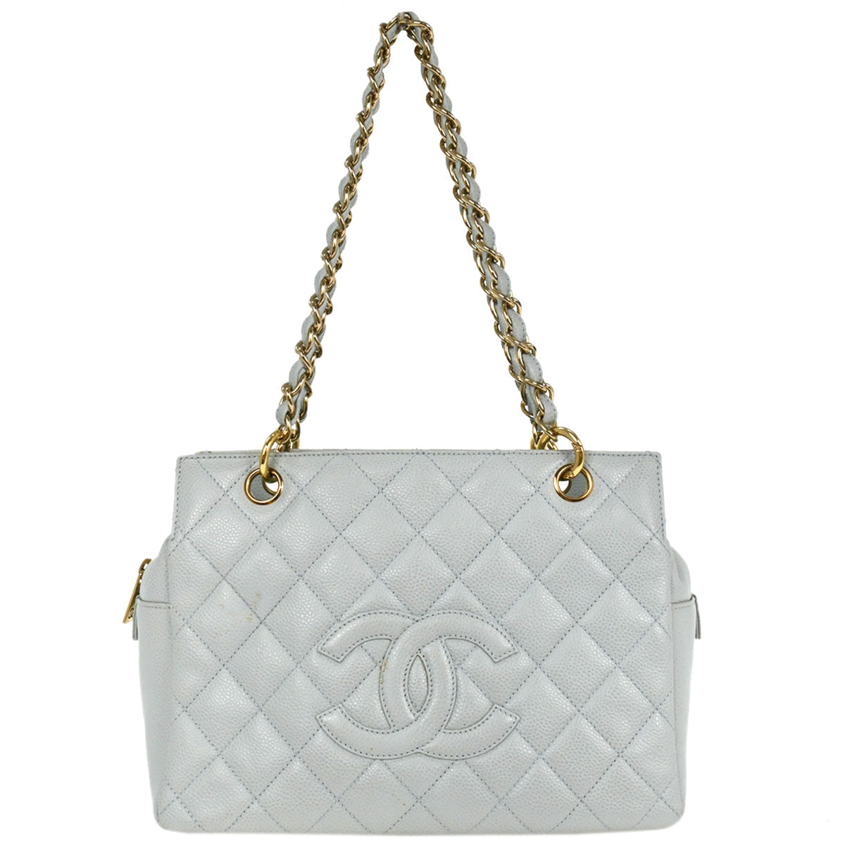 Chanel Light Blue Caviar Petite Timeless Tote PTT Chain Handbag