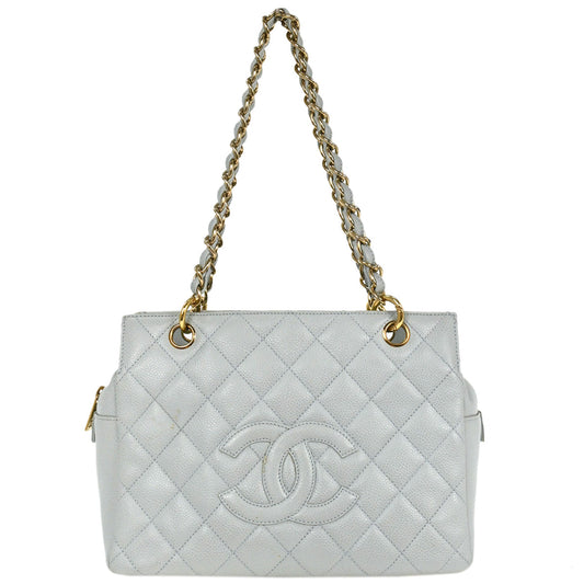 Chanel Light Blue Caviar Petite Timeless Tote PTT Chain Handbag
