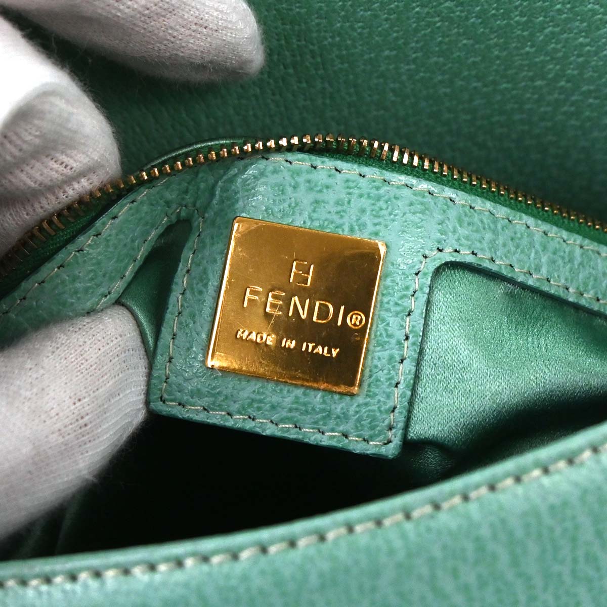 Fendi Emerald Green Leather Mamma Baguette Handbag