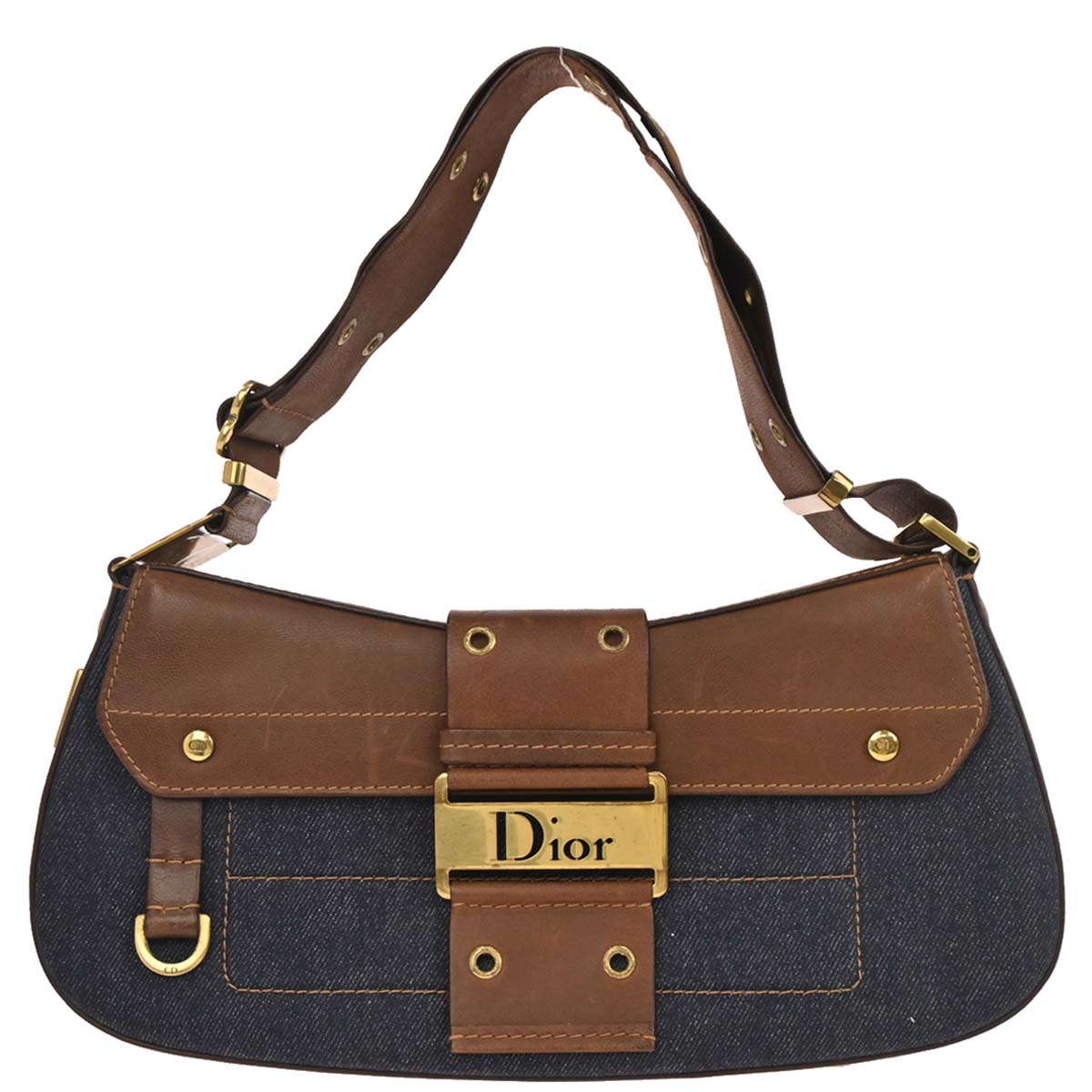 Christian Dior Navy Denim Street Chic Columbus Shoulder Bag