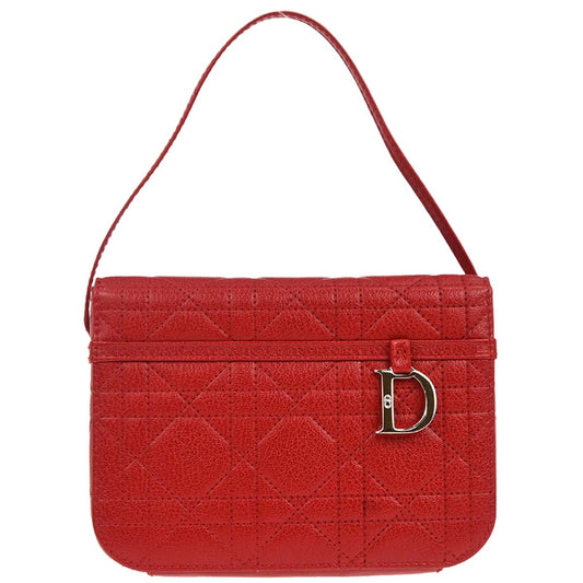 Christian Dior Red Leather Cannage Vanity Handbag