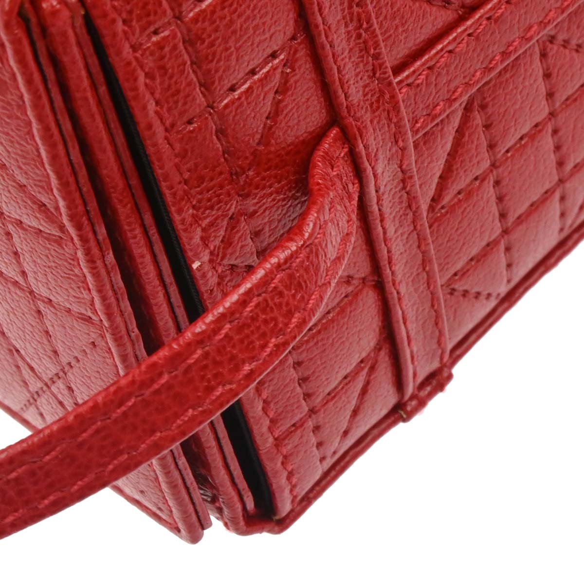 Christian Dior Red Leather Cannage Vanity Handbag