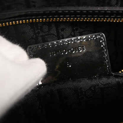 Christian Dior Black Patent Leather Large Lady Dior 2way Shoulder Handbag