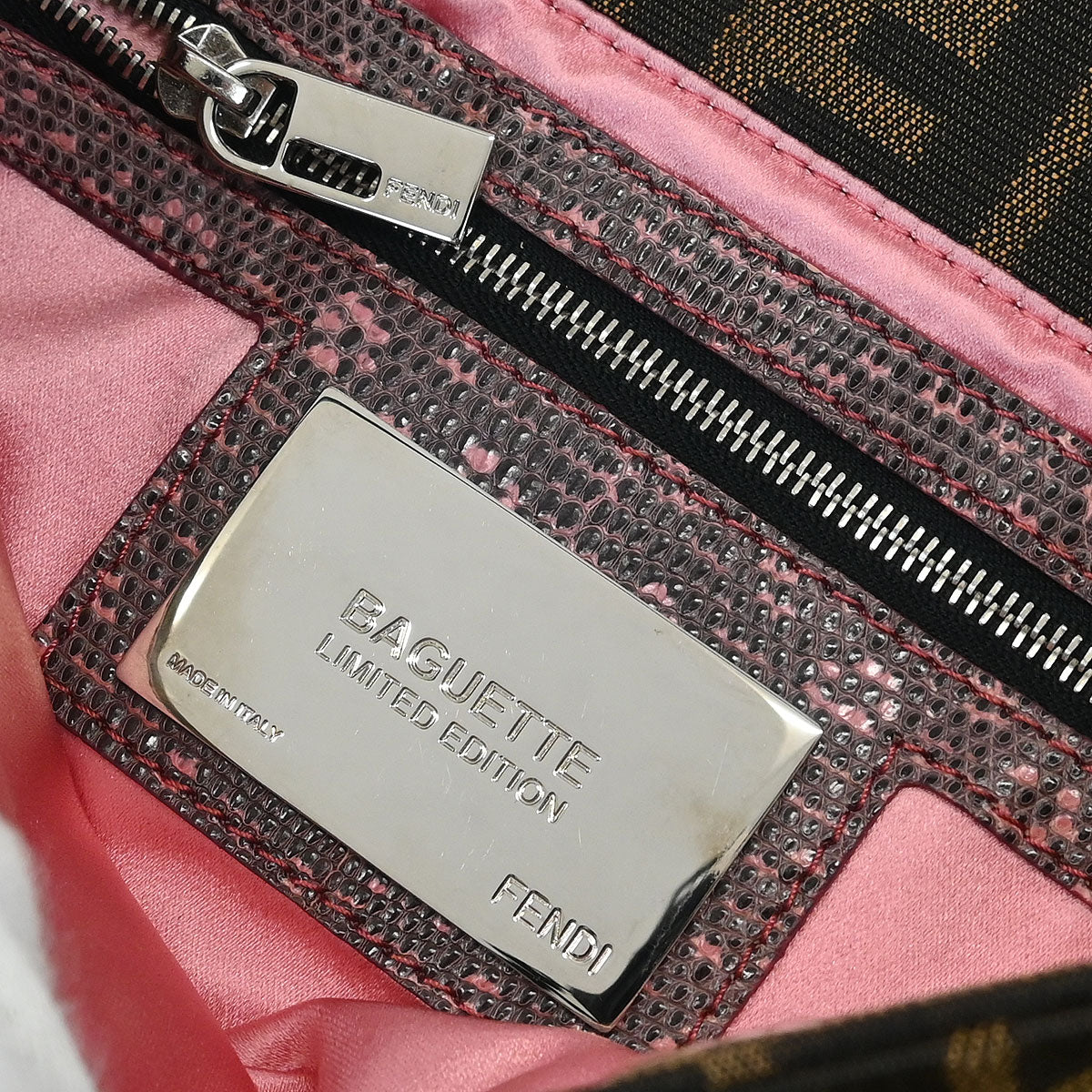 Fendi * Brown Embroidered Zucca Baguette