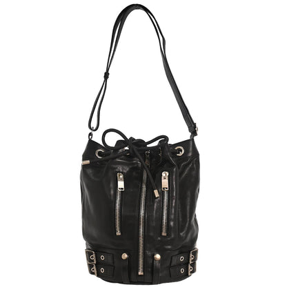 Saint Laurent Black Leather Rider Bucket Bag Shoulder Bag