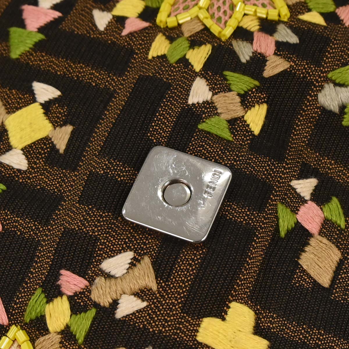 Fendi *Zucca Lizard Embroidered Baguette Handbag