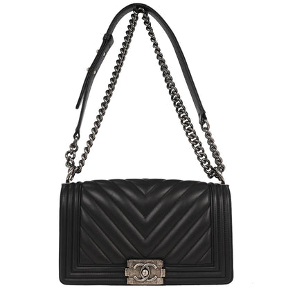 Boy Chanel 2016-2017 Black Lambskin Medium Shoulder Bag