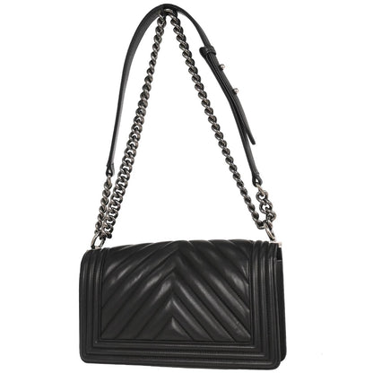 Boy Chanel 2016-2017 Black Lambskin Medium Shoulder Bag