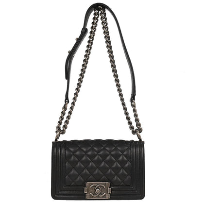 Boy Chanel 2018-2019 Black Caviar Small Chain Shoulder Bag