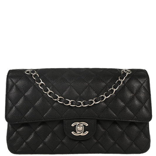 Chanel 2012 Black Caviar Medium Classic Double Flap Shoulder Bag