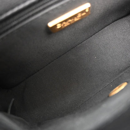 Chanel 2018 Black Calfskin Chevron Shoulder Bag