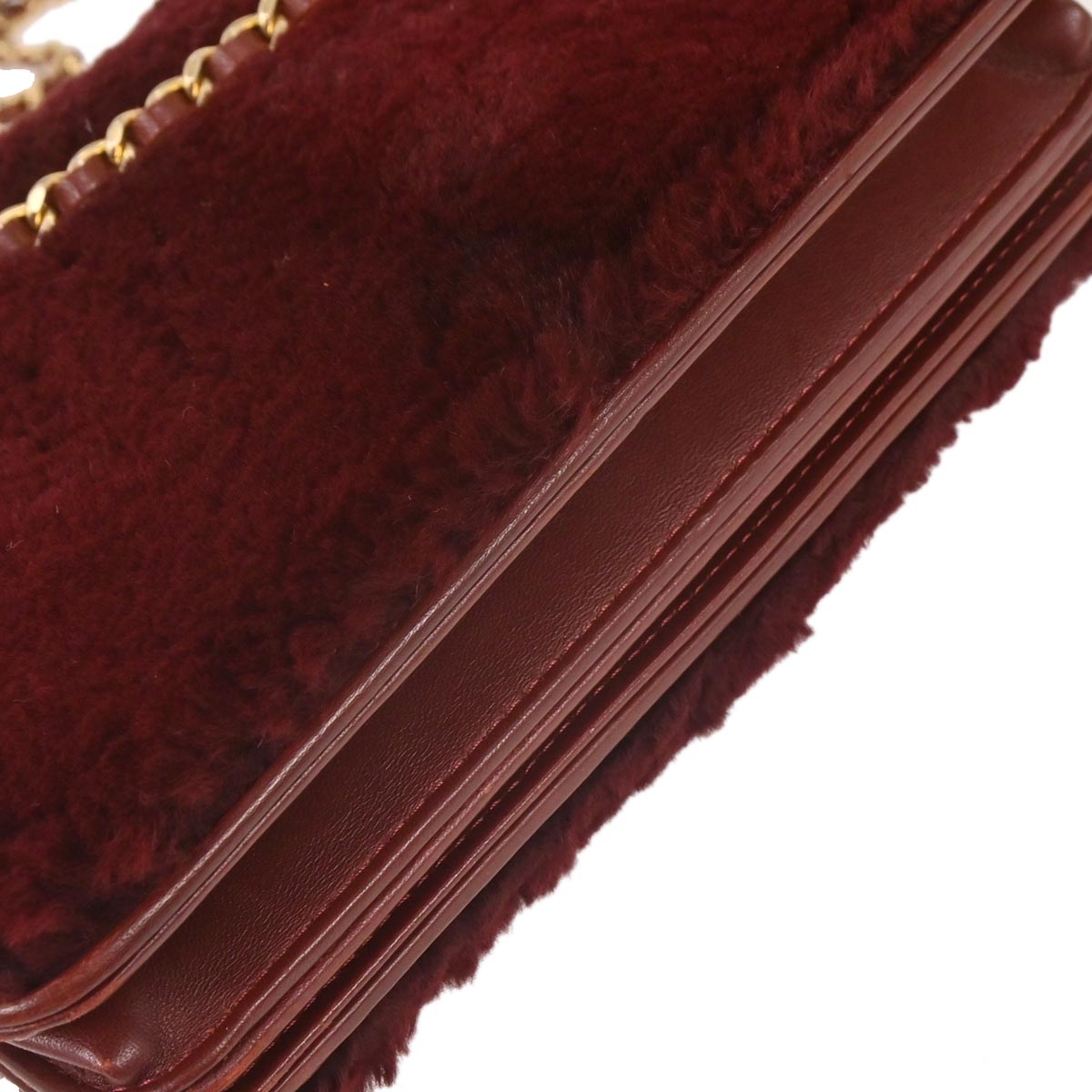 Chanel * 2016-2017 Bordeaux Lapin Fur WOC Wallet On Chain Shoulder Bag