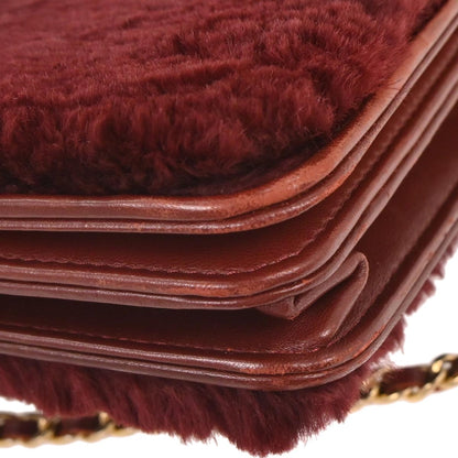 Chanel * 2016-2017 Bordeaux Lapin Fur WOC Wallet On Chain Shoulder Bag