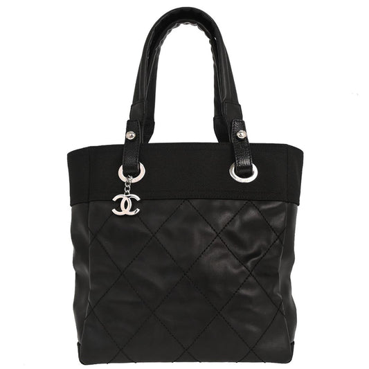 Chanel Black Canvas Paris-Biarritz Tote PM Handbag