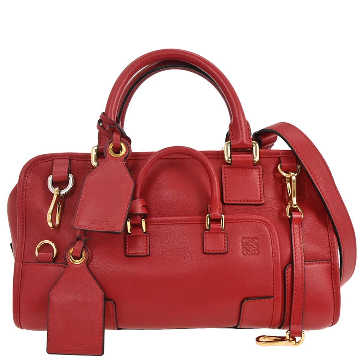 Loewe Red Leather Amazona 28 Multiplication 2way Shoulder Handbag