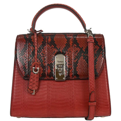 Salvatore Ferragamo * Red Python Boxyz Handbag