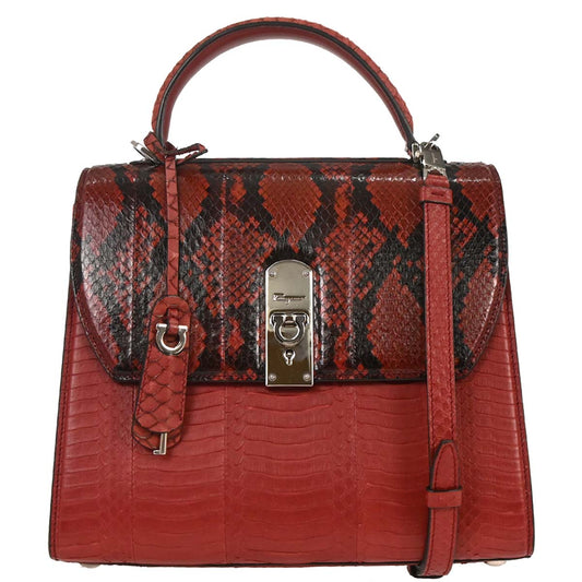 Salvatore Ferragamo * Red Python Boxyz Handbag