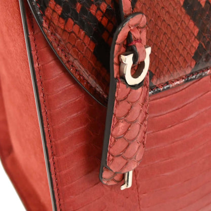 Salvatore Ferragamo * Red Python Boxyz Handbag