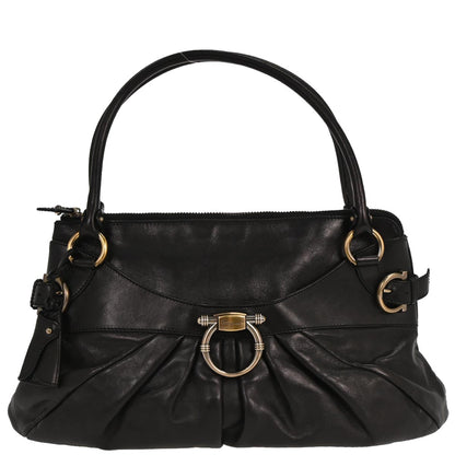 Salvatore Ferragamo Black Leather Gancini Handbag