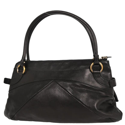 Salvatore Ferragamo Black Leather Gancini Handbag