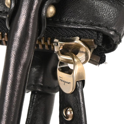 Salvatore Ferragamo Black Leather Gancini Handbag