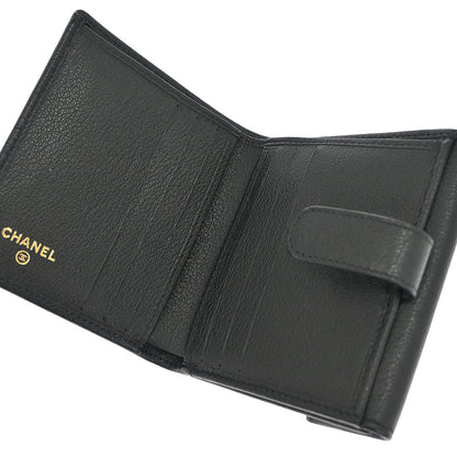 Chanel 2012 Black Calfskin Camellia Bifold Wallet